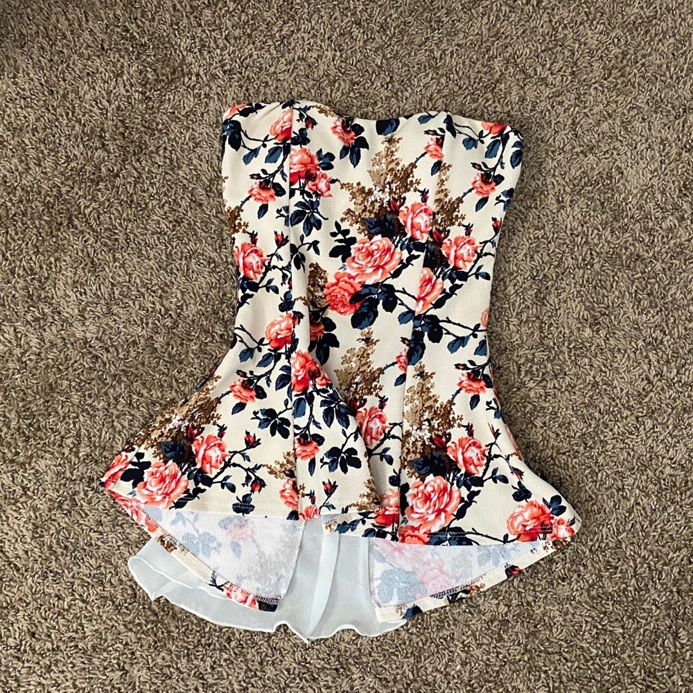 Floral Strapless Top